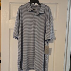 Izod Men's Polo Shirt - Light Blue and White Stripes